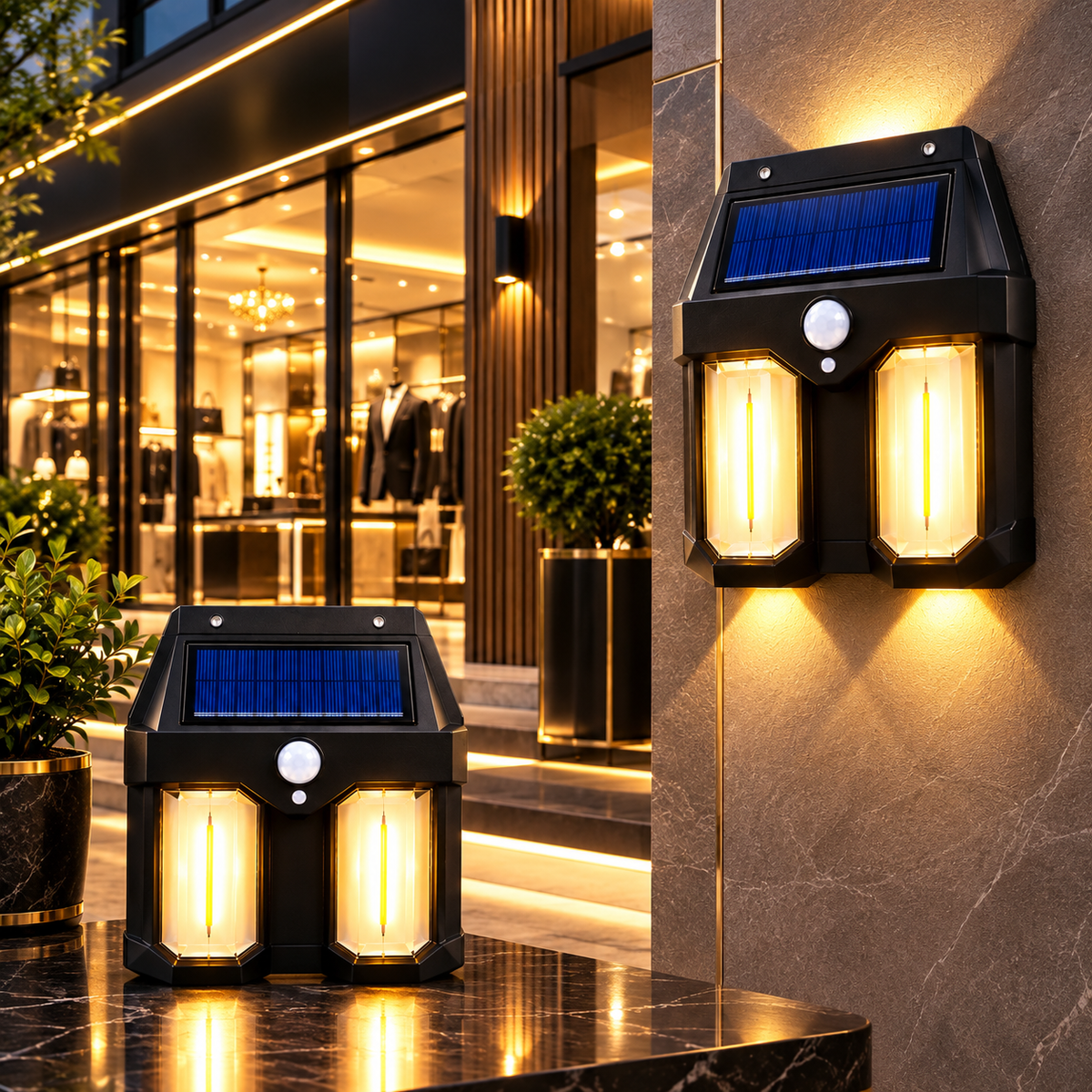 Double Bulb Solar Wall light For Outdoor