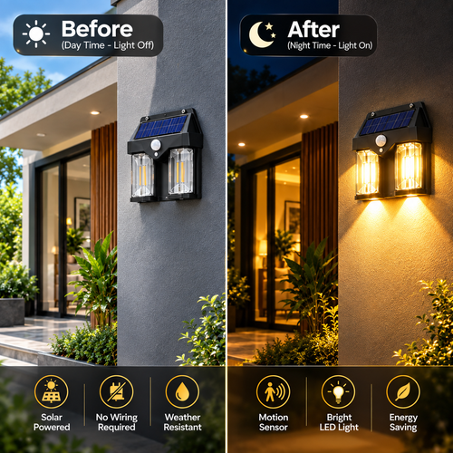 Double Bulb Solar Wall light For Outdoor