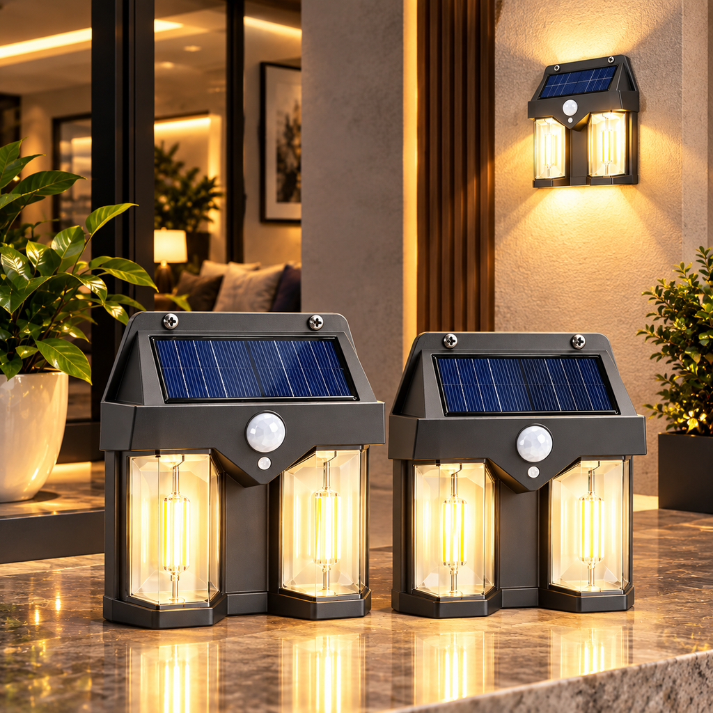 Double Bulb Solar Wall light For Outdoor