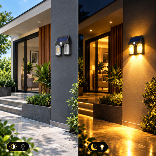 Double Bulb Solar Wall light For Outdoor