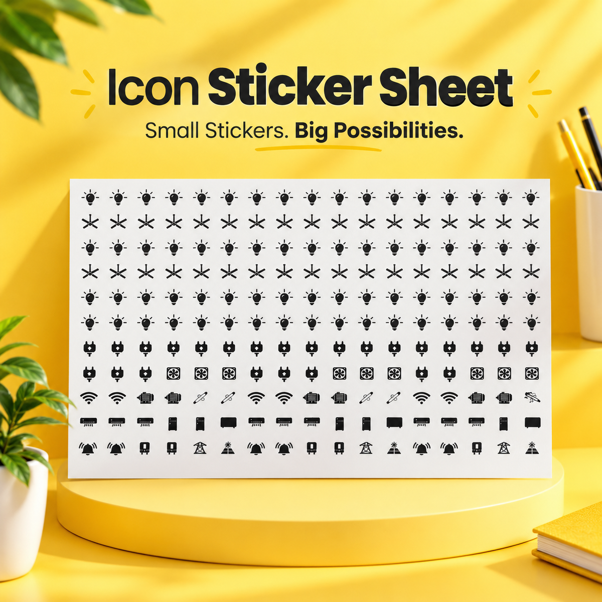 Premium Electric Switch Sticker Sheet Set – 198 Icons