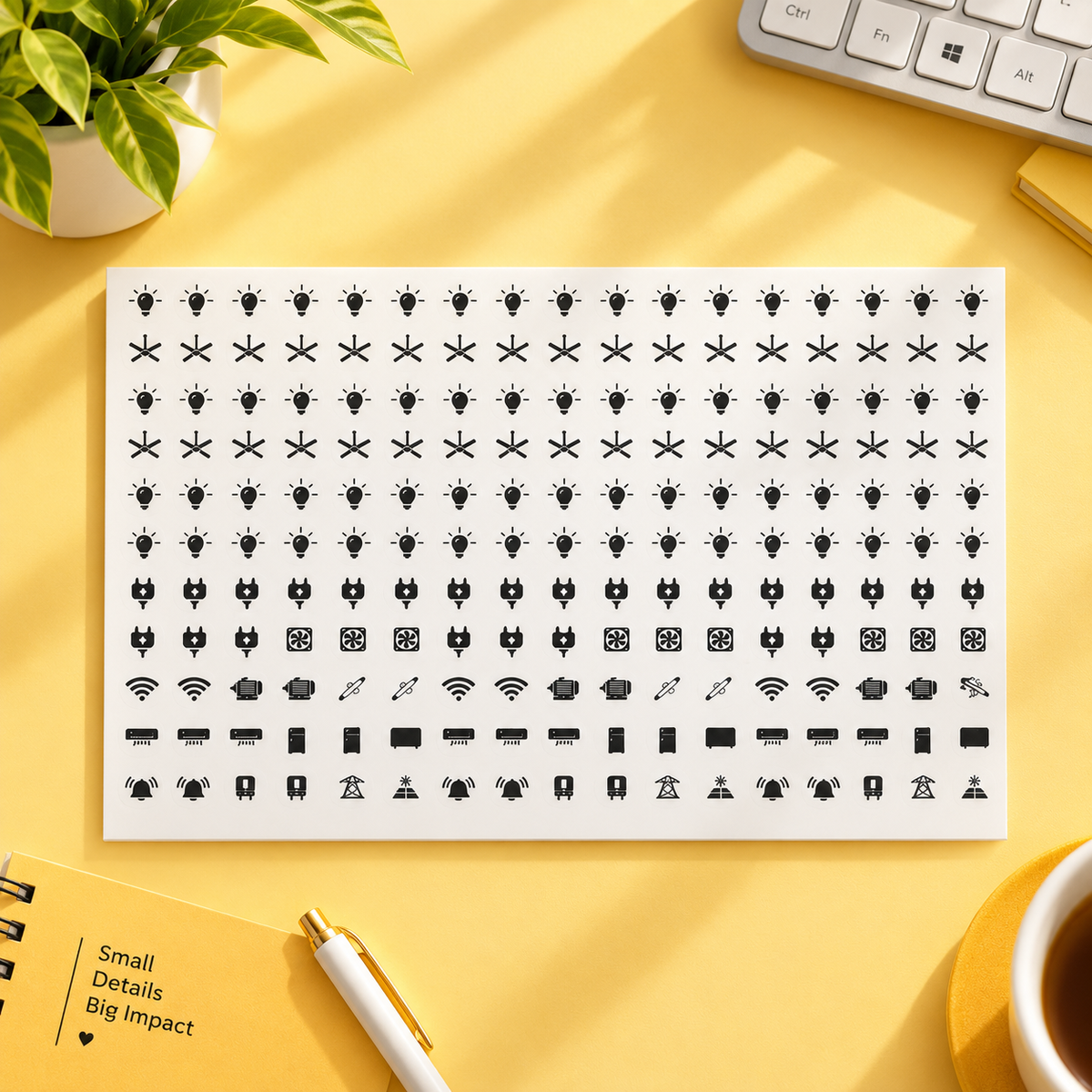 Premium Electric Switch Sticker Sheet Set – 198 Icons